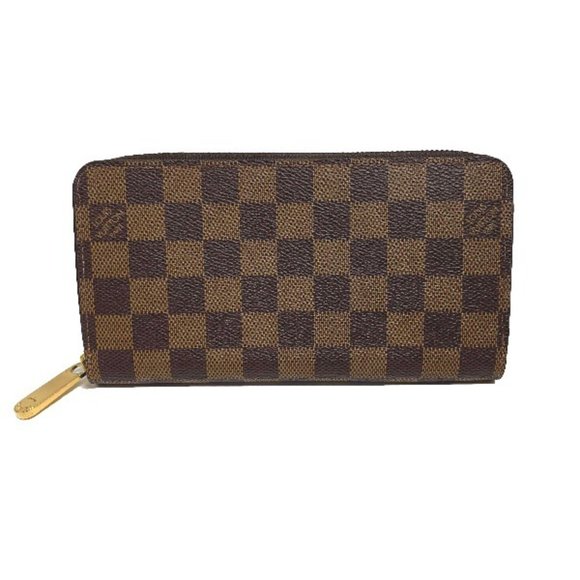 LOUIS VUITTON Round Zipper Damier Zippy Wallet N41661 Louis Vuitton Brown Lon...